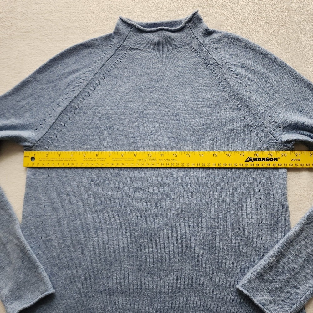 Gap Merino Wool Blend Knit Sweater Womens Large Blue Heather Soft Winter Cozy - Picture 8 of 15